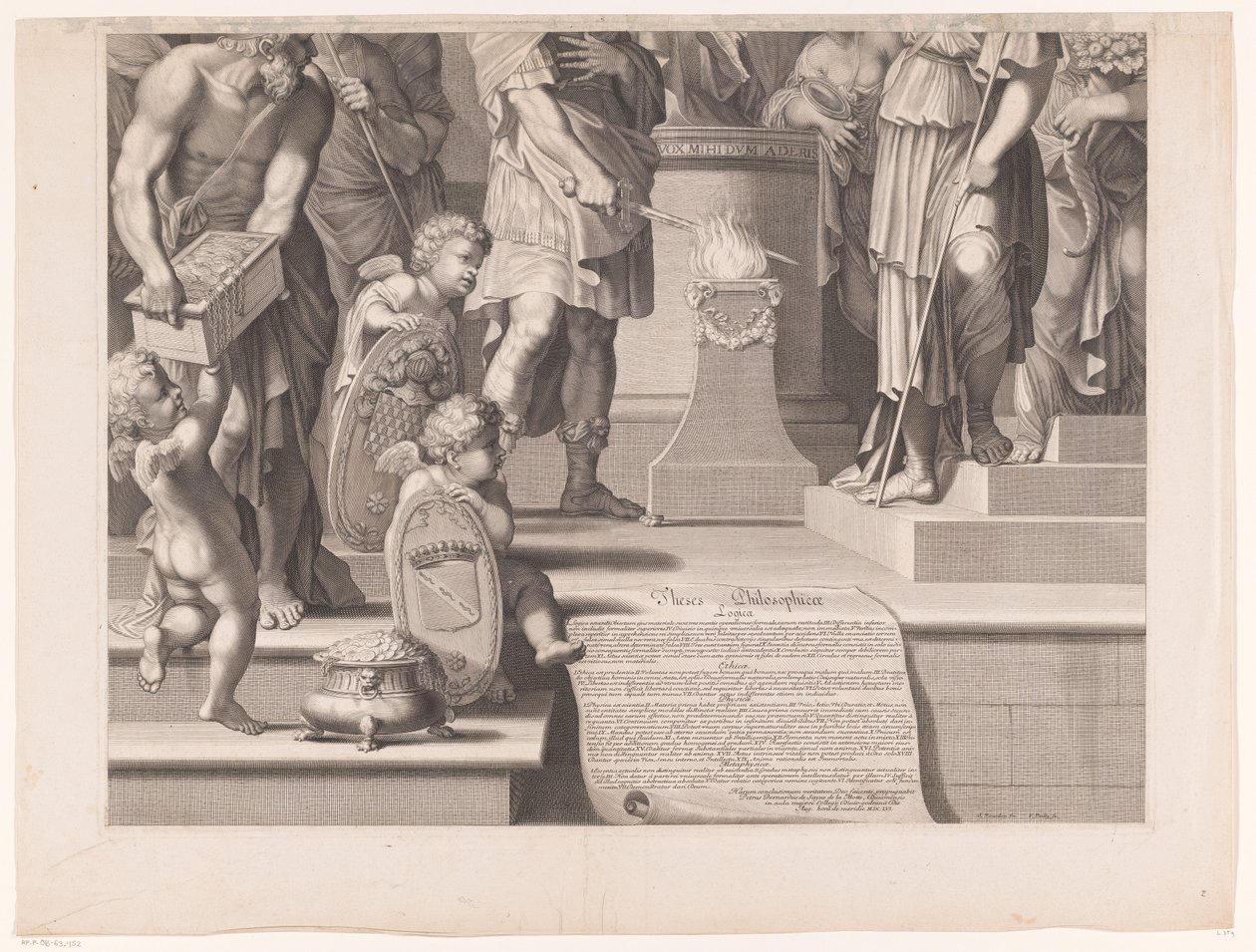 Mars kılıcını bir tapınağın önündeki alevlerin içine sokar (alt kısım) by François de Poilly (I)