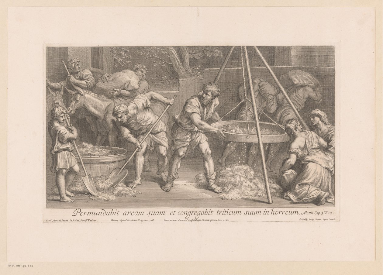 Tahıl işleme üzerinde çalışan işçiler by François de Poilly (II)