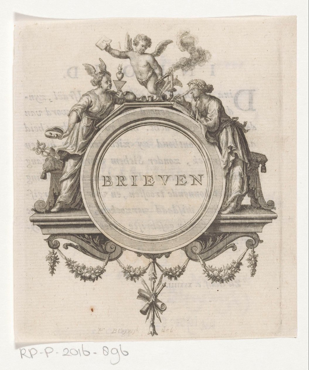 Alegorik figür ve yazı kadın Harfler (nesne üzerindeki başlık) by François van Bleyswijck