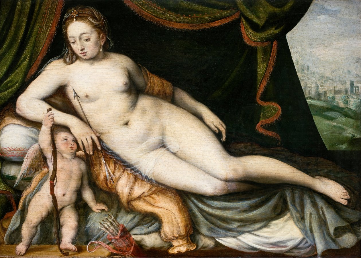 Venüs ve Aşk Tanrısı by Frans Floris