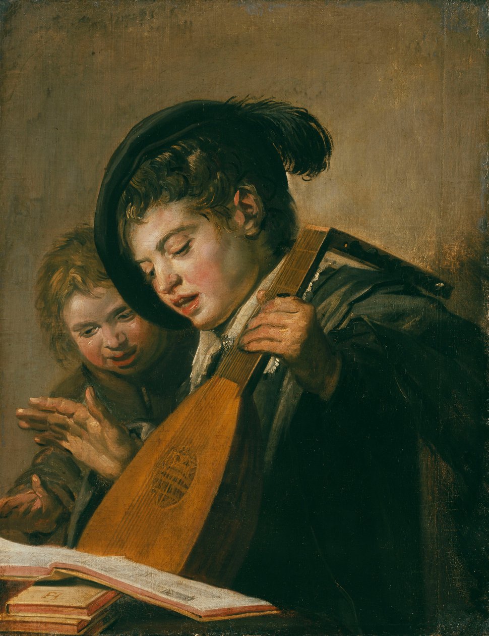 Müzik çalan iki erkek. by Frans Hals