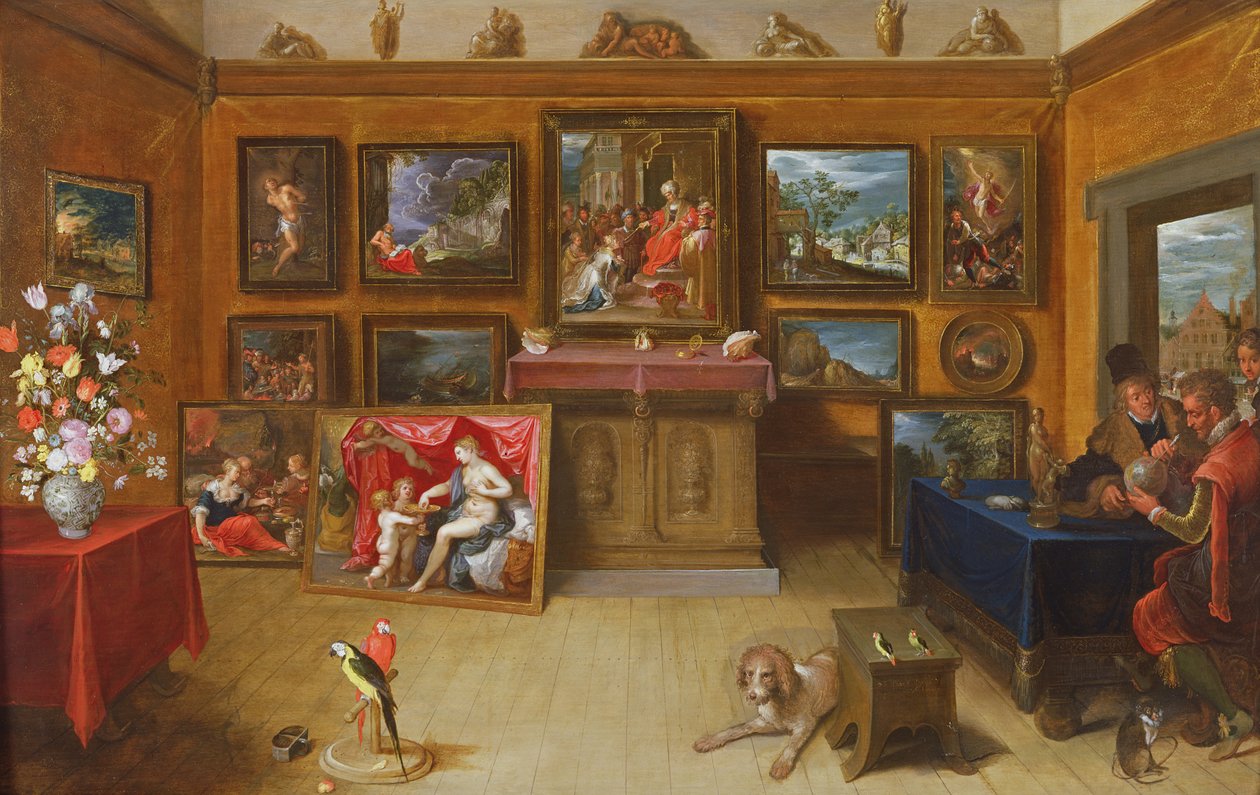 Picture Gallery with a Man of Science Making Measurements on a Globe, 1612  by Frans II Francken the Younger