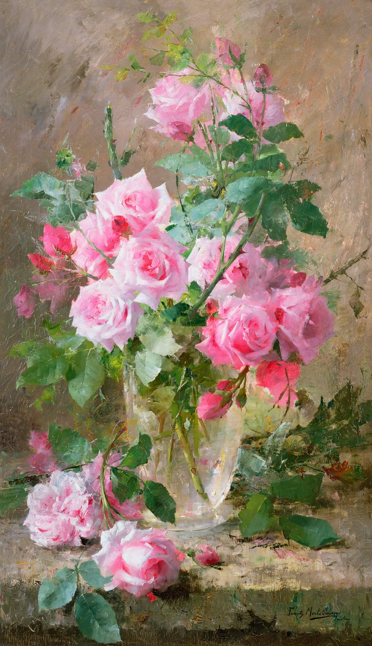 Cam vazoda gül natürmort by Frans Mortelmans