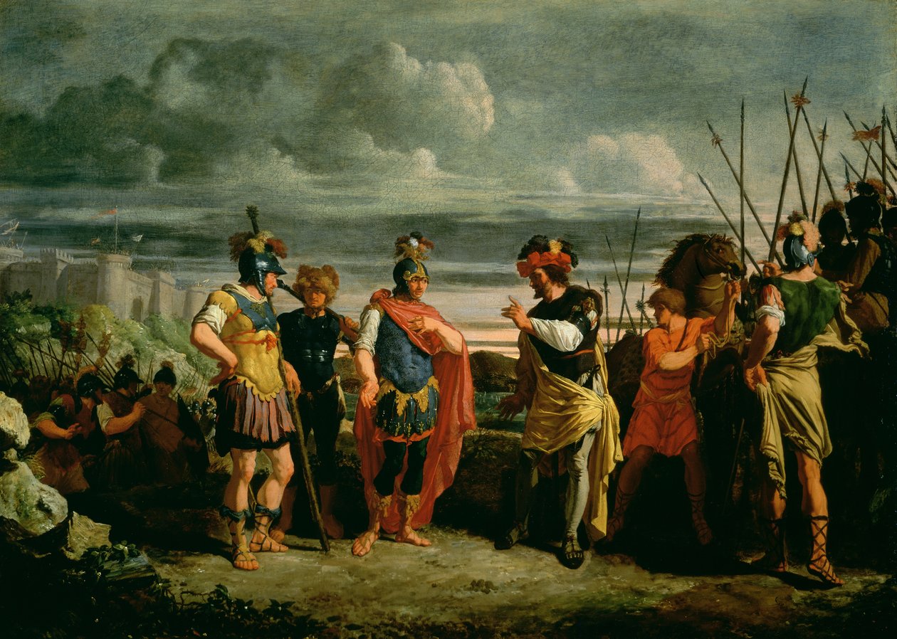 Claudius Civilis ve Roma Ordusu komutanı arasındaki görüşme by Frans de Jong or Jongh