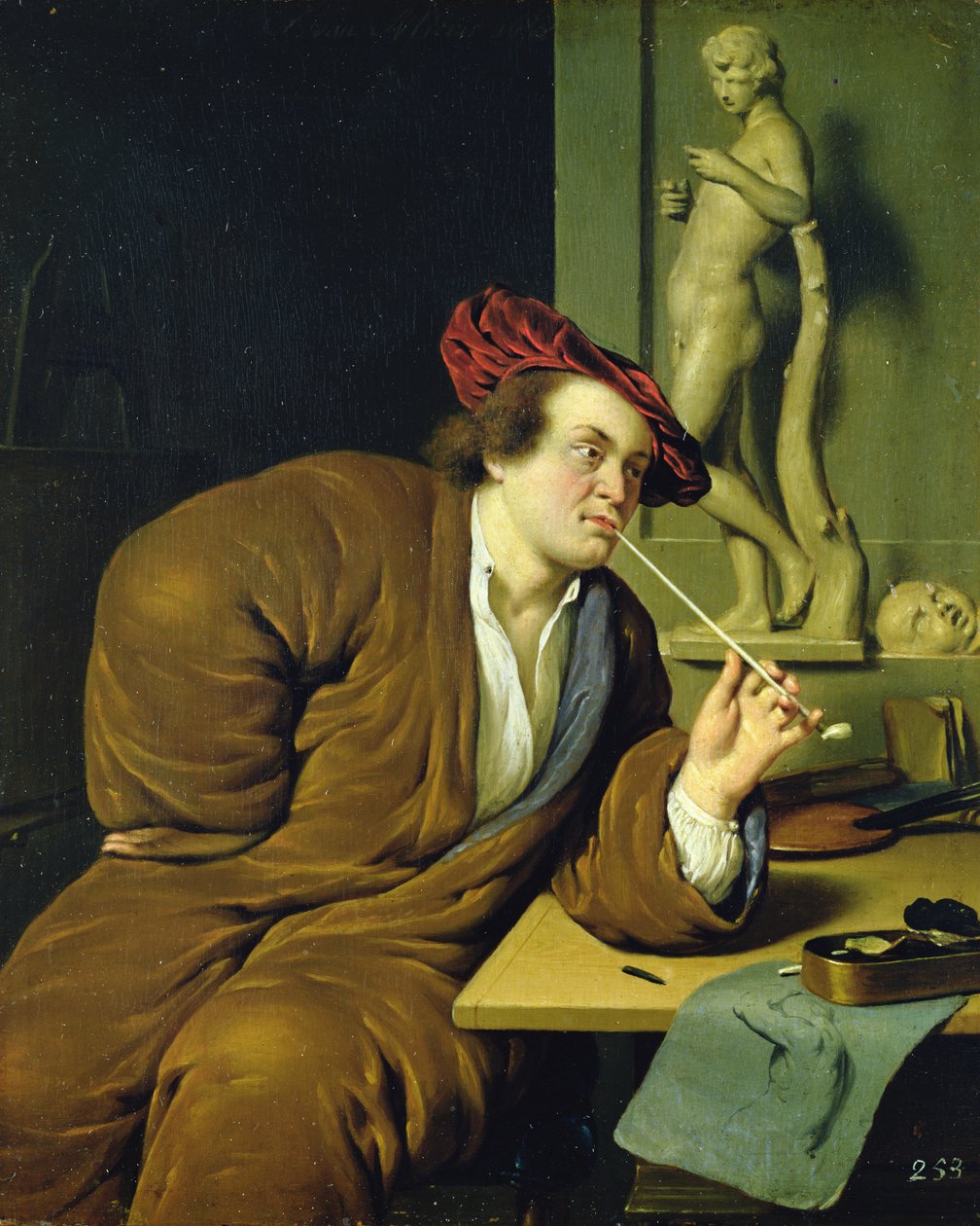 Sigara içen, muhtemelen kendi portresi, 1688 by Frans van Mieris