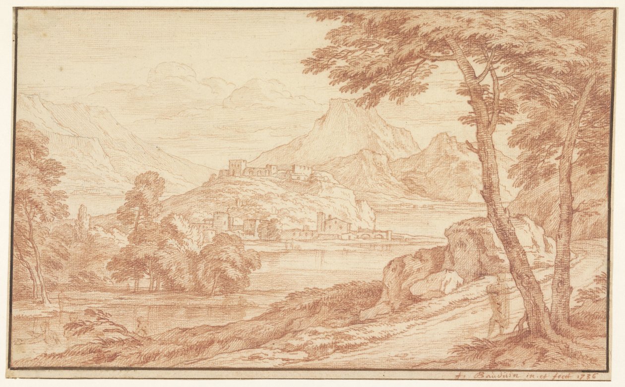Su üzerinde bir köy ile manzara by Frans Boudewijns