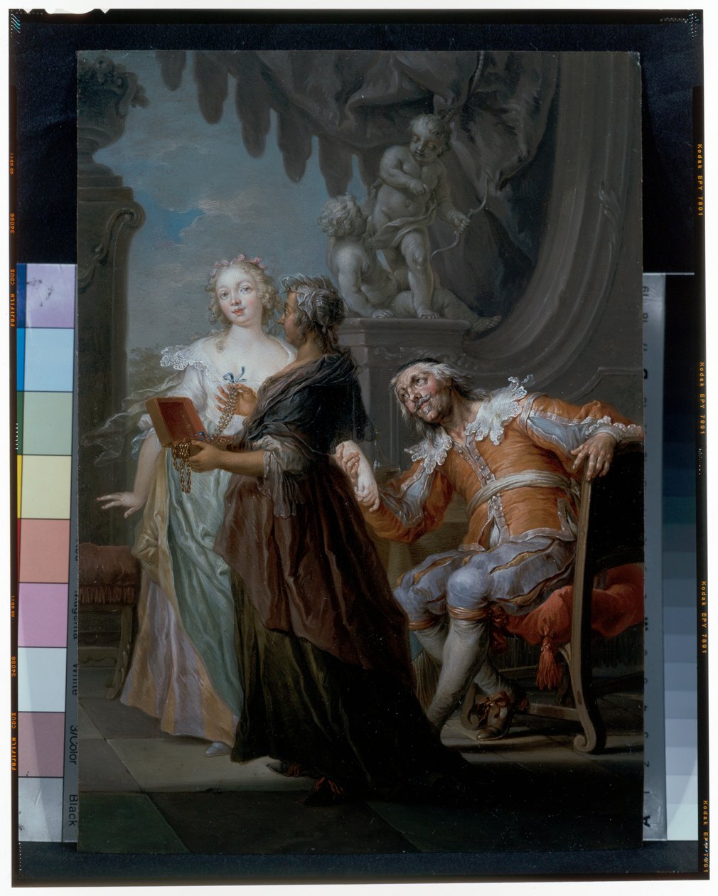 Bir İç Mekanda Yaşlı Bir Hizmetçi İle Zarif Bir Çift by Frans Christoph Janneck