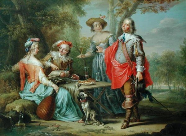 Parkta Piknik (panelde yağ) by Frans Christoph Janneck