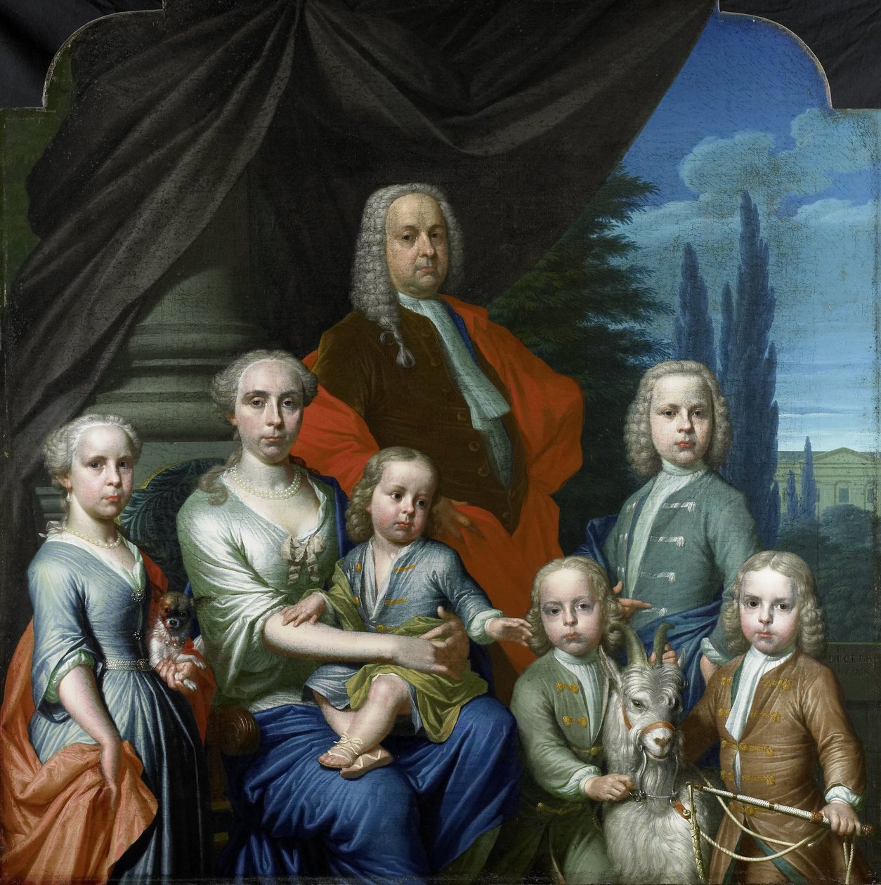 Willem Philip Kops (1695-1756), Karısı ve Çocukları ile by Frans Decker