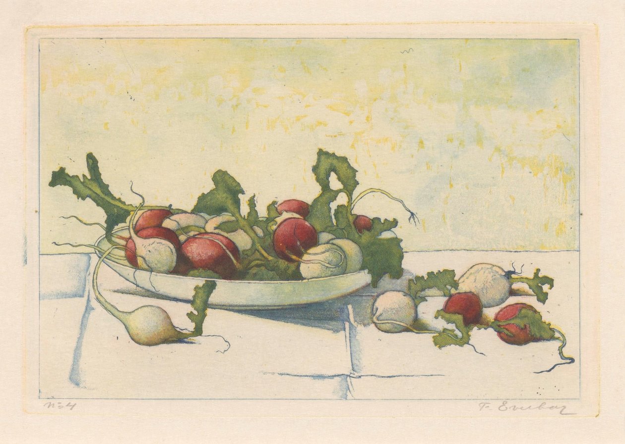 Bir tabakta beyaz ve kırmızı turp by Frans Everbag (signed by artist)