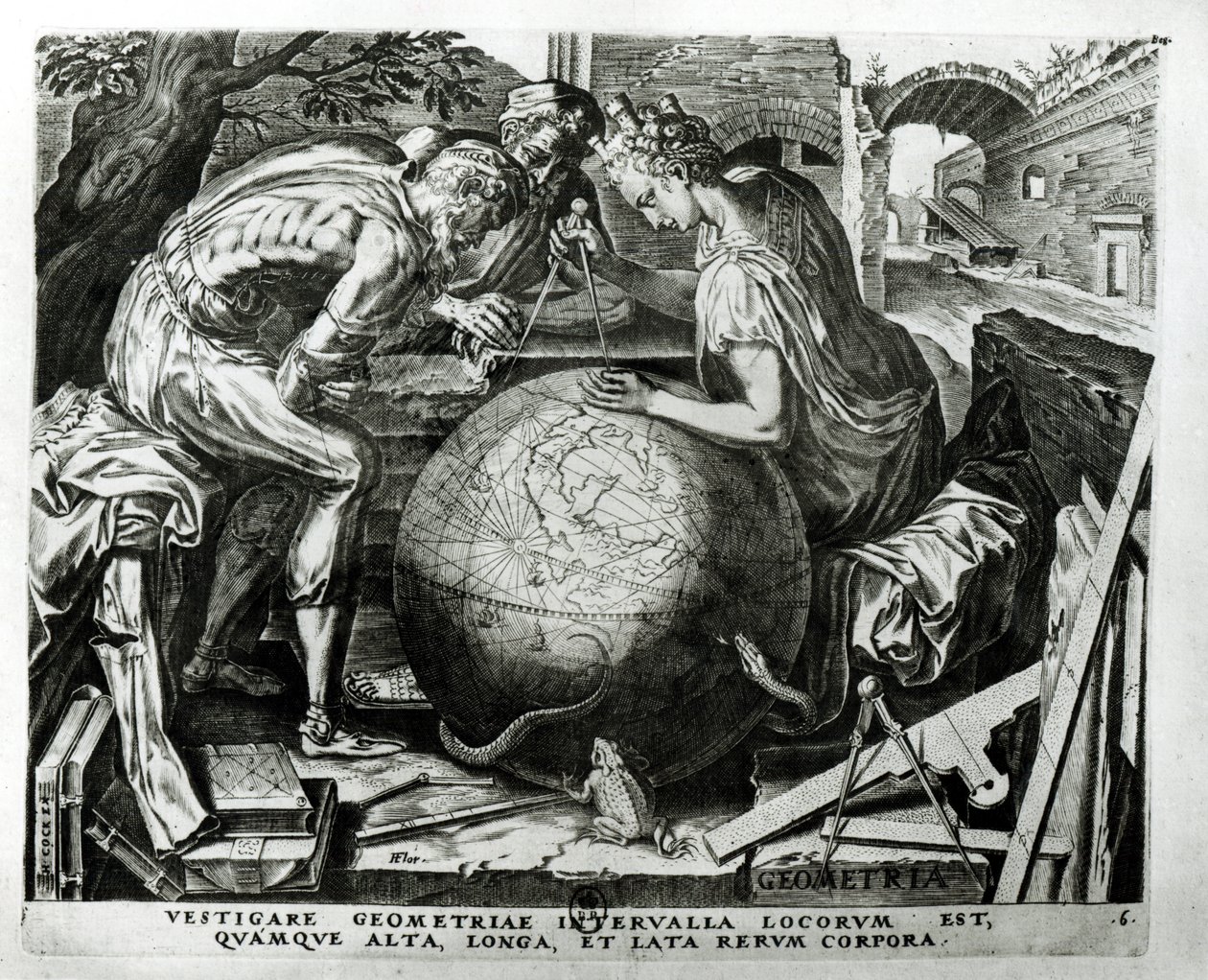 Geometri, Hieronymus Cock tarafından oyulmuş (c.1510-70) by Frans Floris