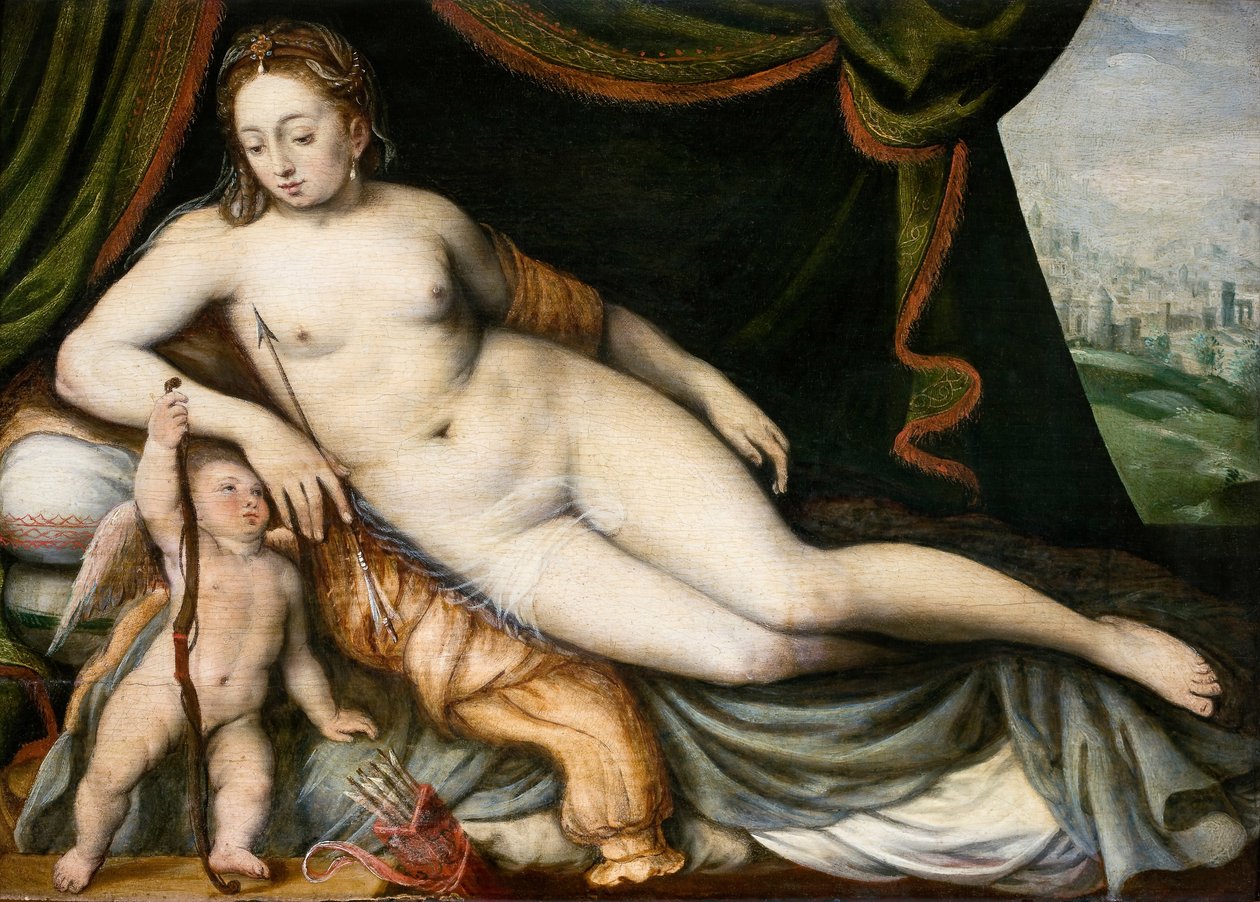 Venüs ve Aşk Tanrısı by Frans Floris I