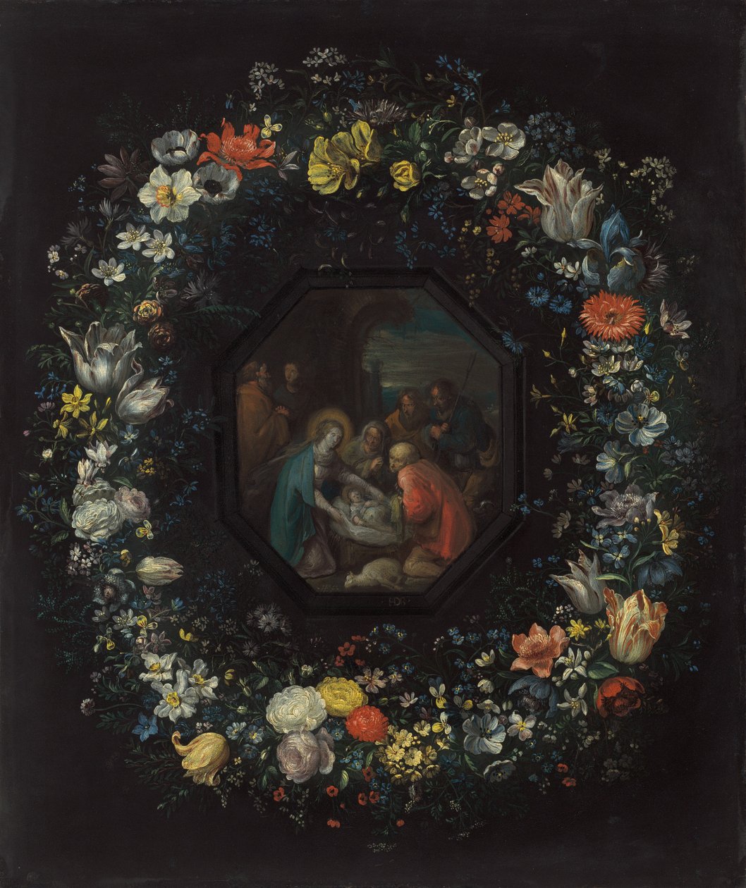 Çobanların Hayranlığıyla Çiçeklerden Çelenk, c. 16251630 by Frans Francken II