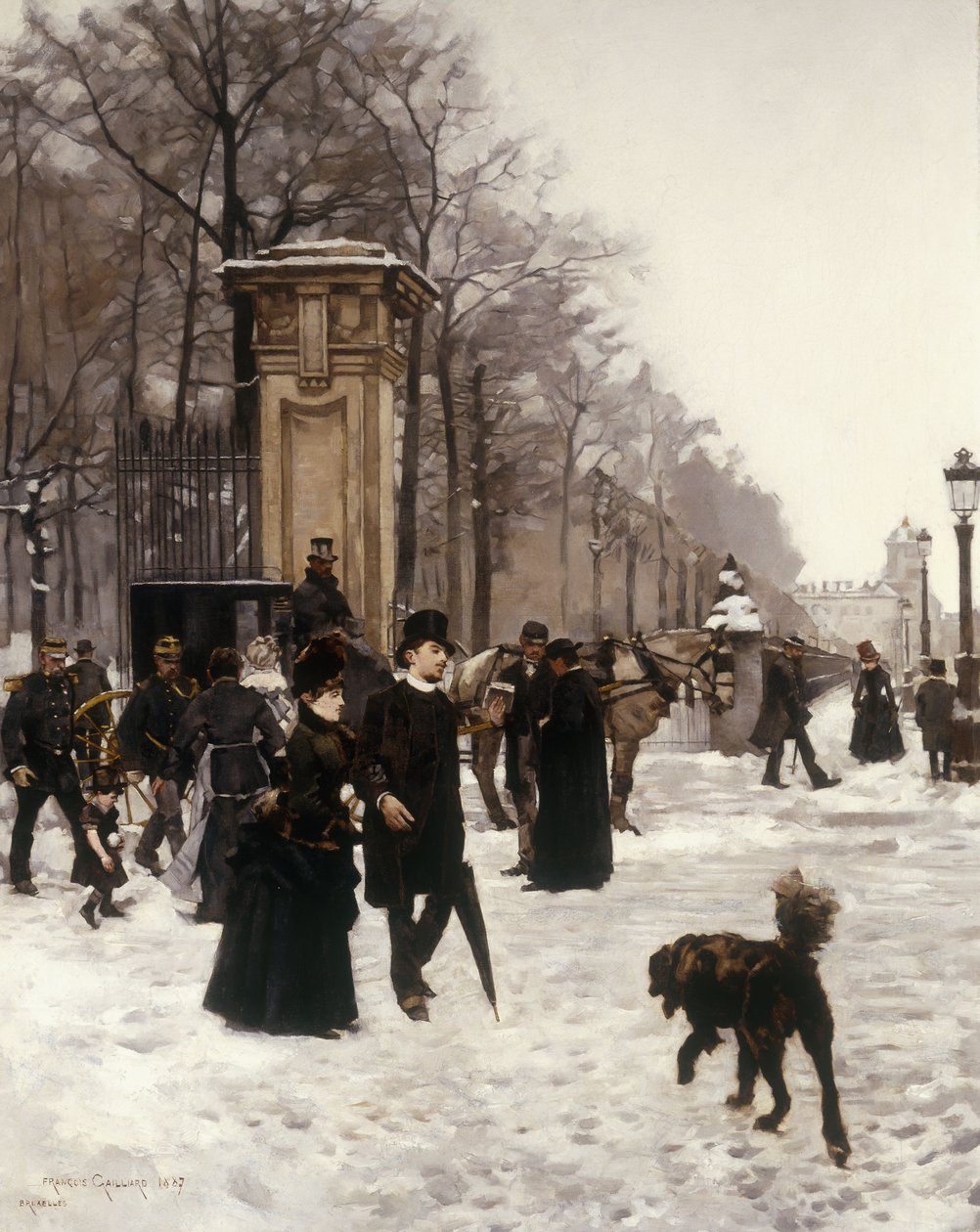 Bir Kış Günü Gezinti Yolu, Brüksel, 1887 by Frans Gaillard