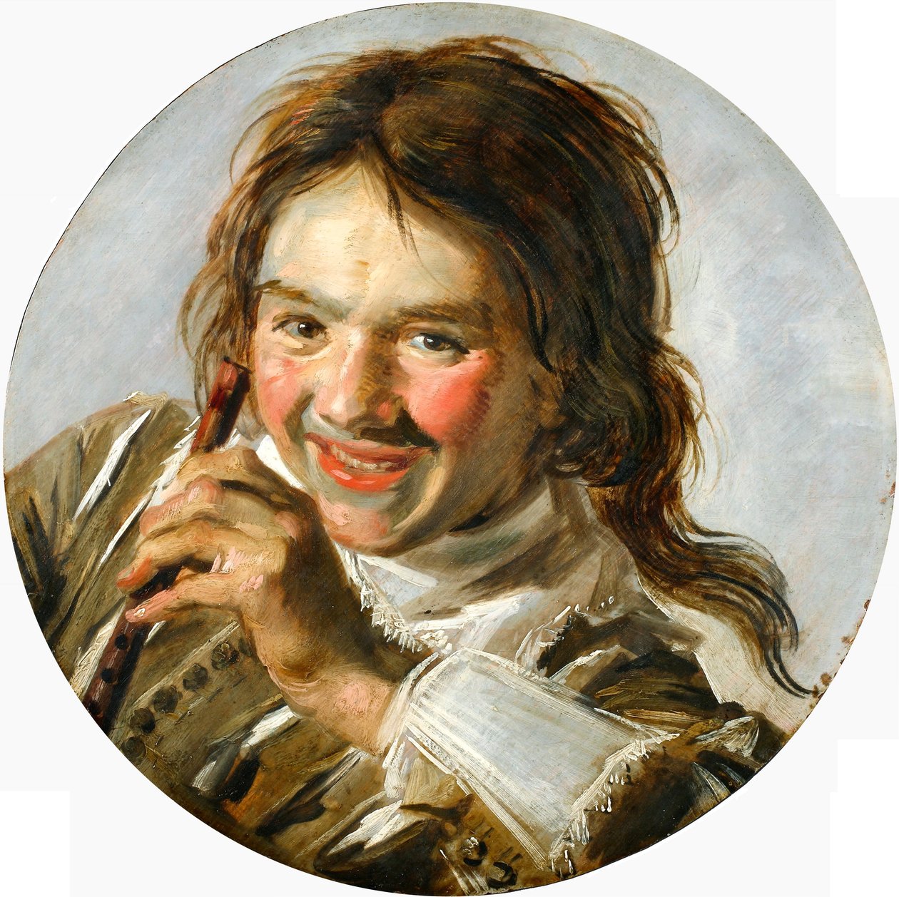 Flütlü gülen bir çocuğun yarım boy portresi by Frans Hals