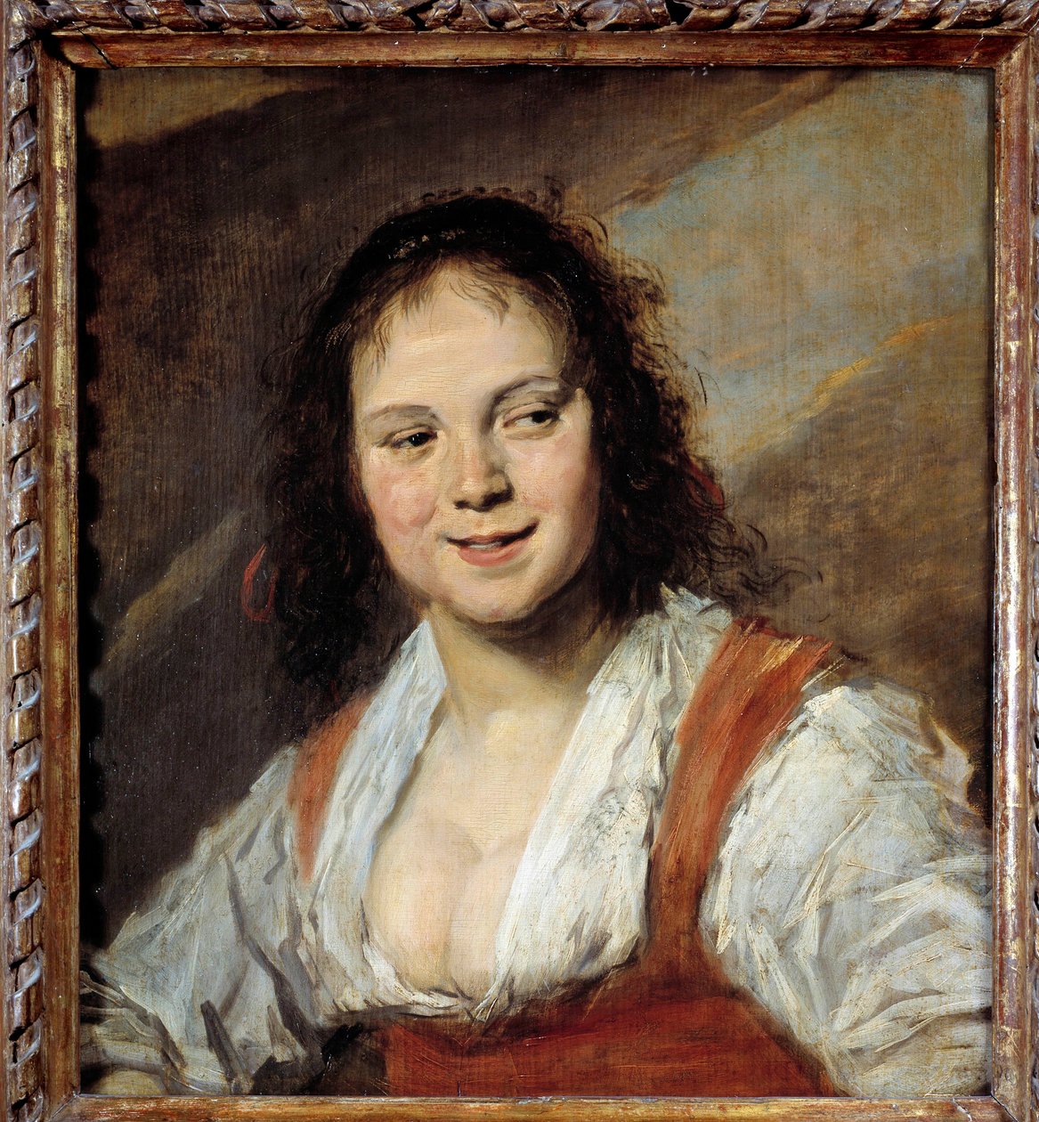 Frans Hals l'ancien tarafından La Bohemienne Tablosu (1581/1585-1666) 1628 Dim. 0,58 x 0,52 m - Çingene Kadın - Resim Frans Hals (1582/3-1666), pano üzeri yağlı boya (58 x 52 cm), c. 1628-1630 - by Frans Hals