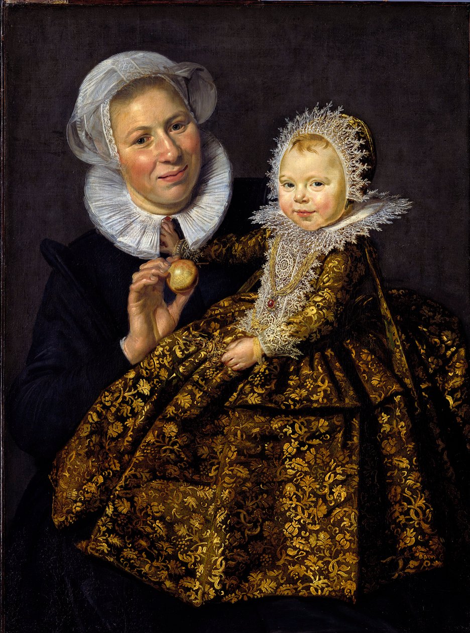 """Catharina Hooft (1618-1681) çocuğu ve hemşiresinin portresi"" (Hemşiresiyle Catharina Hooft) Hollanda Altın Çağı soylularının çocuğu Resim Frans Hals I (1581-1666) yaklaşık 1620 - Tuval üzerine yağlıboya - 86x65 - Staatliche Müzesi, Berlin by Frans Hals