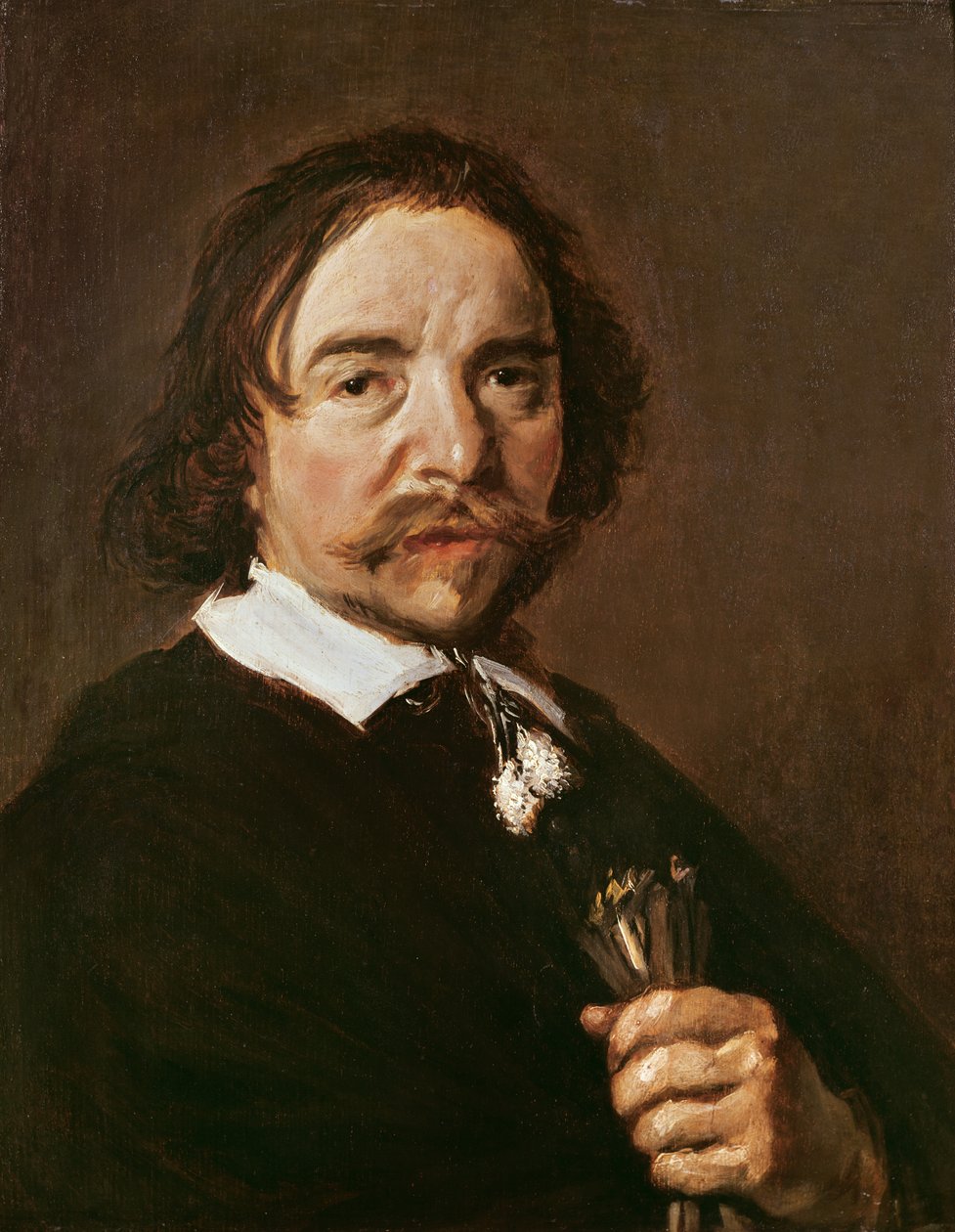 Eldivenli Siyah Saçlı Bir Adamın Portresi, c.1657 by Frans Hals