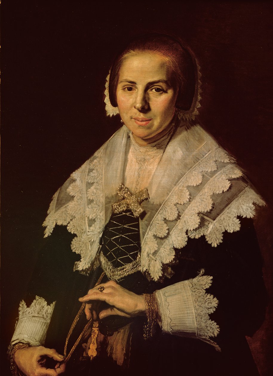 Yelpazeli Bir Kadın Portresi, 1640 by Frans Hals