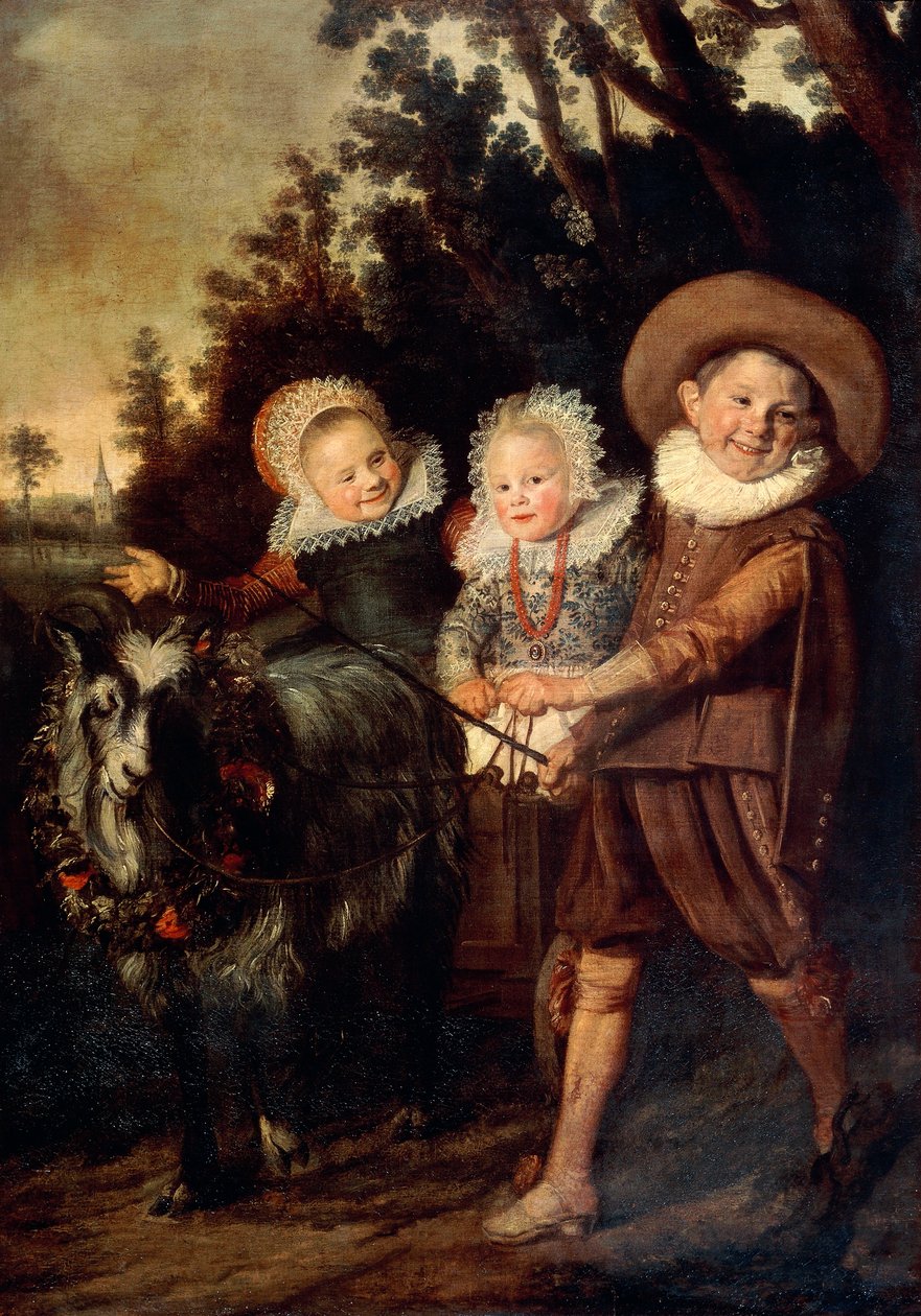 Keçi arabalı üç çocuk, c.1620 (tuval üzerine yağlı boya) by Frans Hals