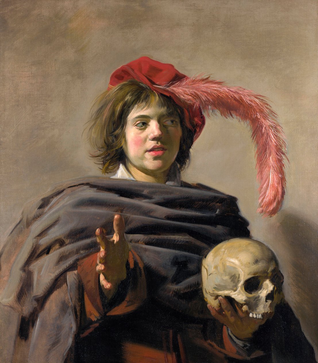 Kafatası Vanita tutan genç adam, 1627 by Frans Hals