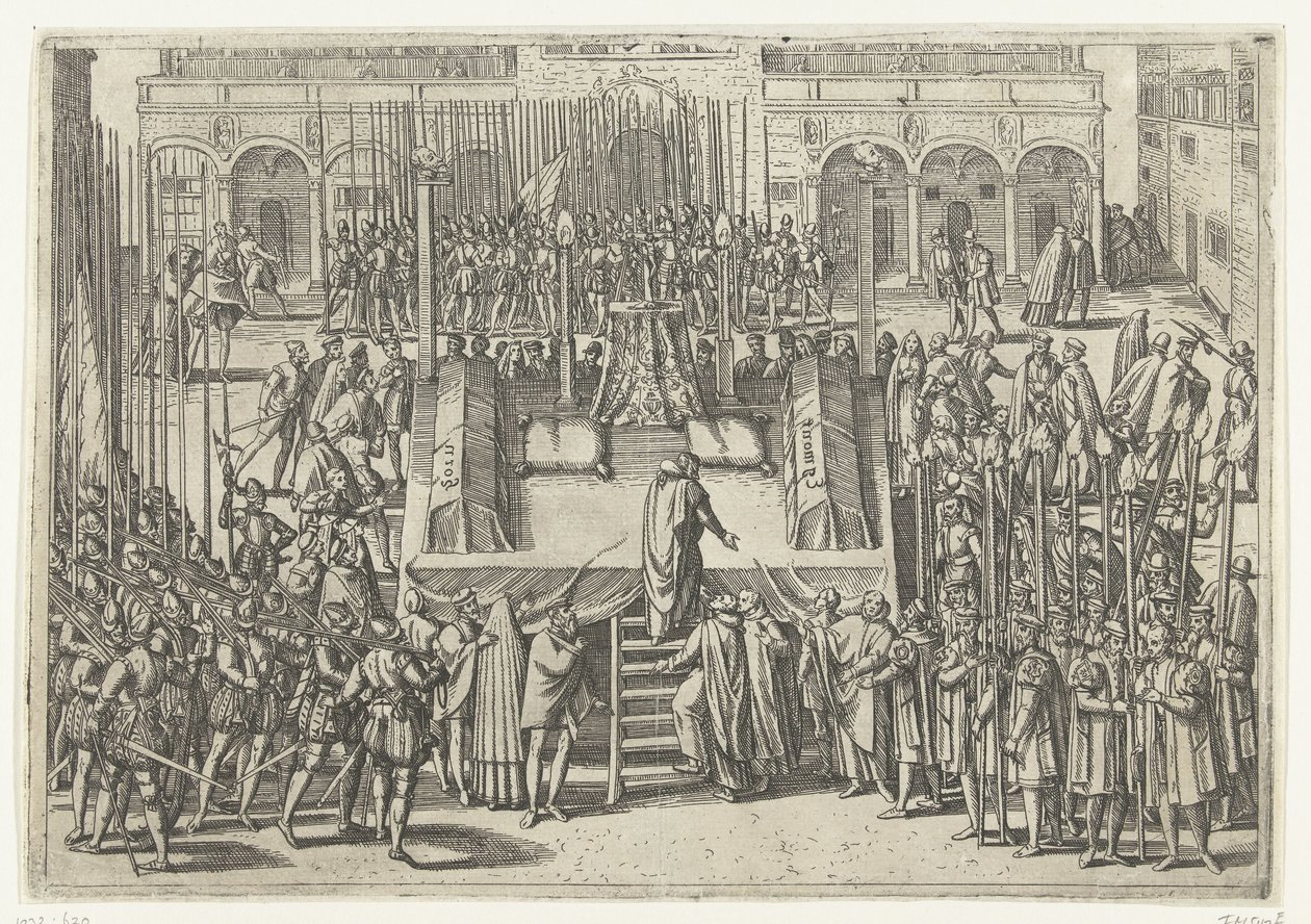 Egmond ve Horne'un kafasının kesilmesinden sonraki iskele, 1568 by Frans Hogenberg (attributed to)