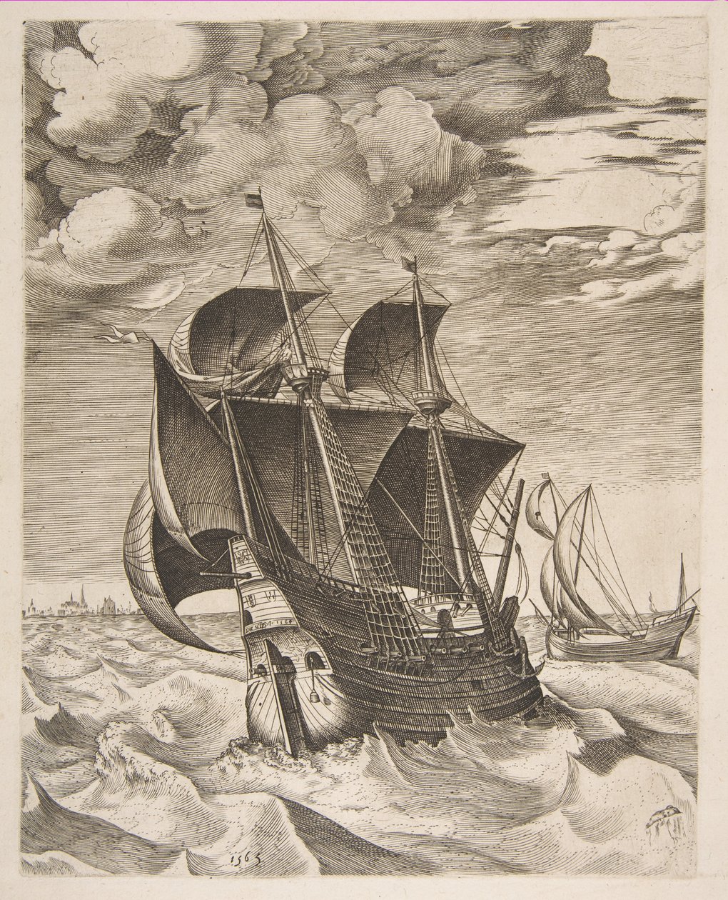 Yelkenli Gemilerden Bir Hollandalı Hulk ve Bir Boeier, 1565 by Frans Huys