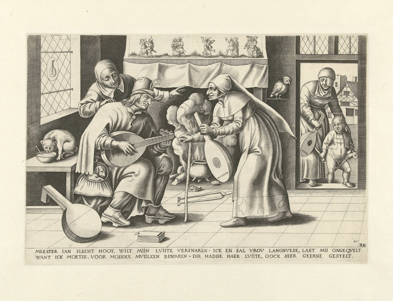 Usta Jan Badhead Tembellikle ilgili Flaman atasözlerinin alegorik sahneleri (dizi adı) by Frans Huys
