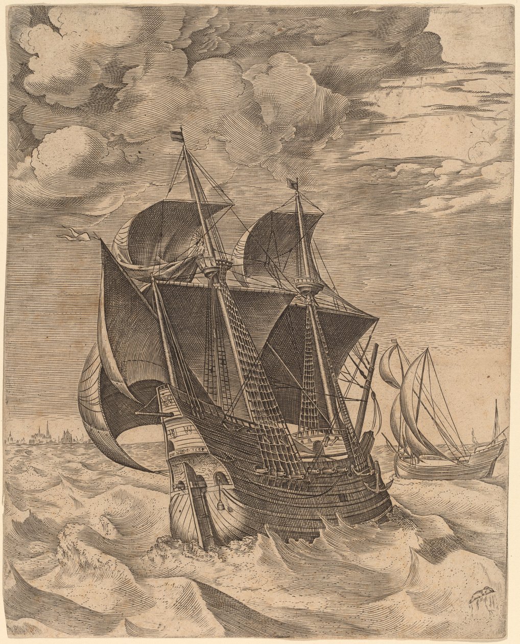 Hollandalı bir Hulk ve bir Boeier by Frans Huys after Pieter Bruegel the Elder