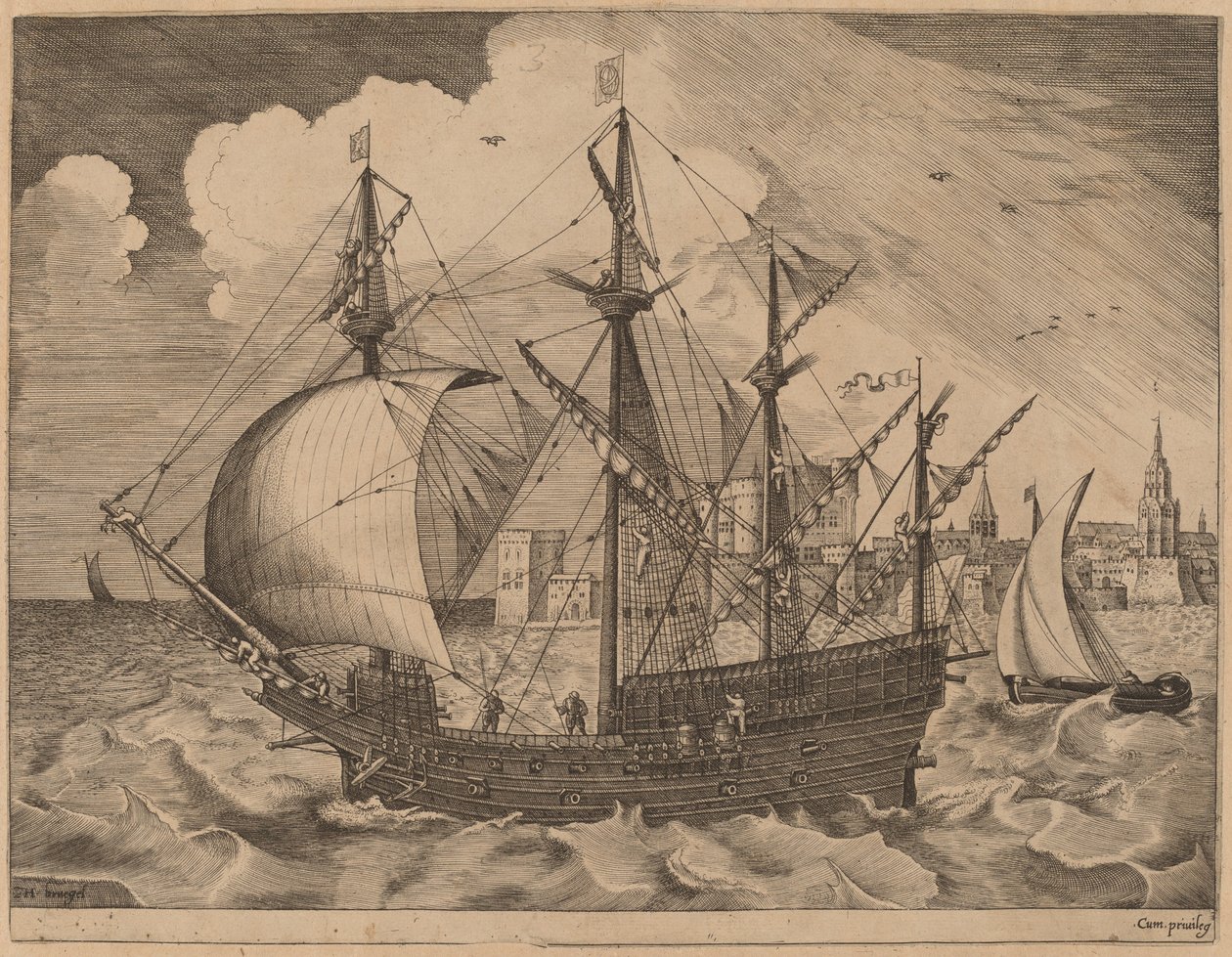 Silahlı Dört Usta Denize Açılıyor by Frans Huys after Pieter Bruegel the Elder