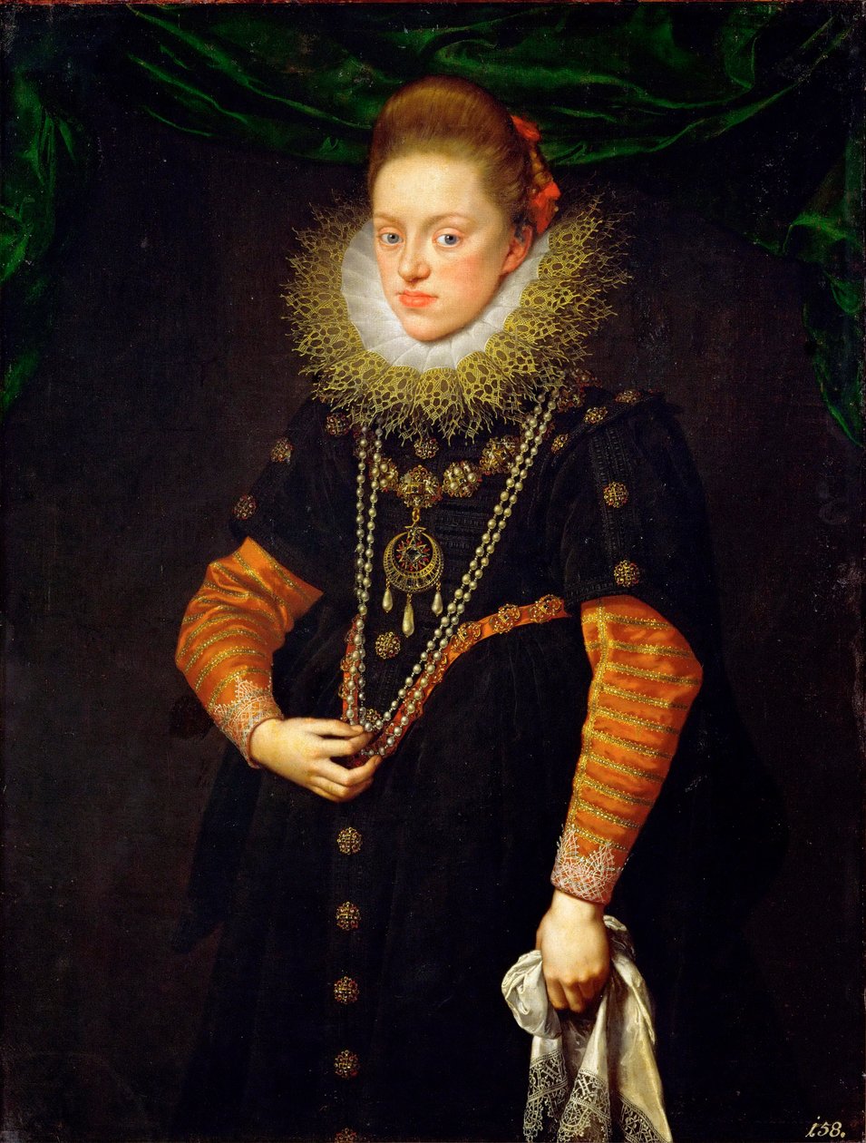 ""Polonya Kraliçesi Avusturya Konstanz (1588-1631)"" (Avusturya Konstanz Portresi (1588-1631), Polonya kraliçesi) Resim Frans Pourbus genç (1569-1622), yaklaşık 1603 - Petrol tuval üzerine Boyut 114x87 cm Ambras Kalesi, Innsbruck by Frans II Pourbus