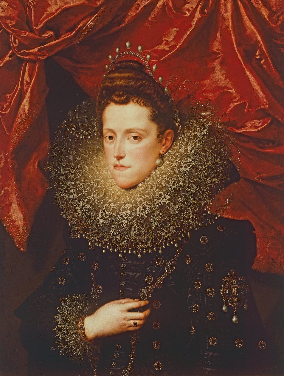 Mantua Düşesi Eleonora de Medici'nin portresi (tuval üzerine yağlı boya) by Frans II Pourbus
