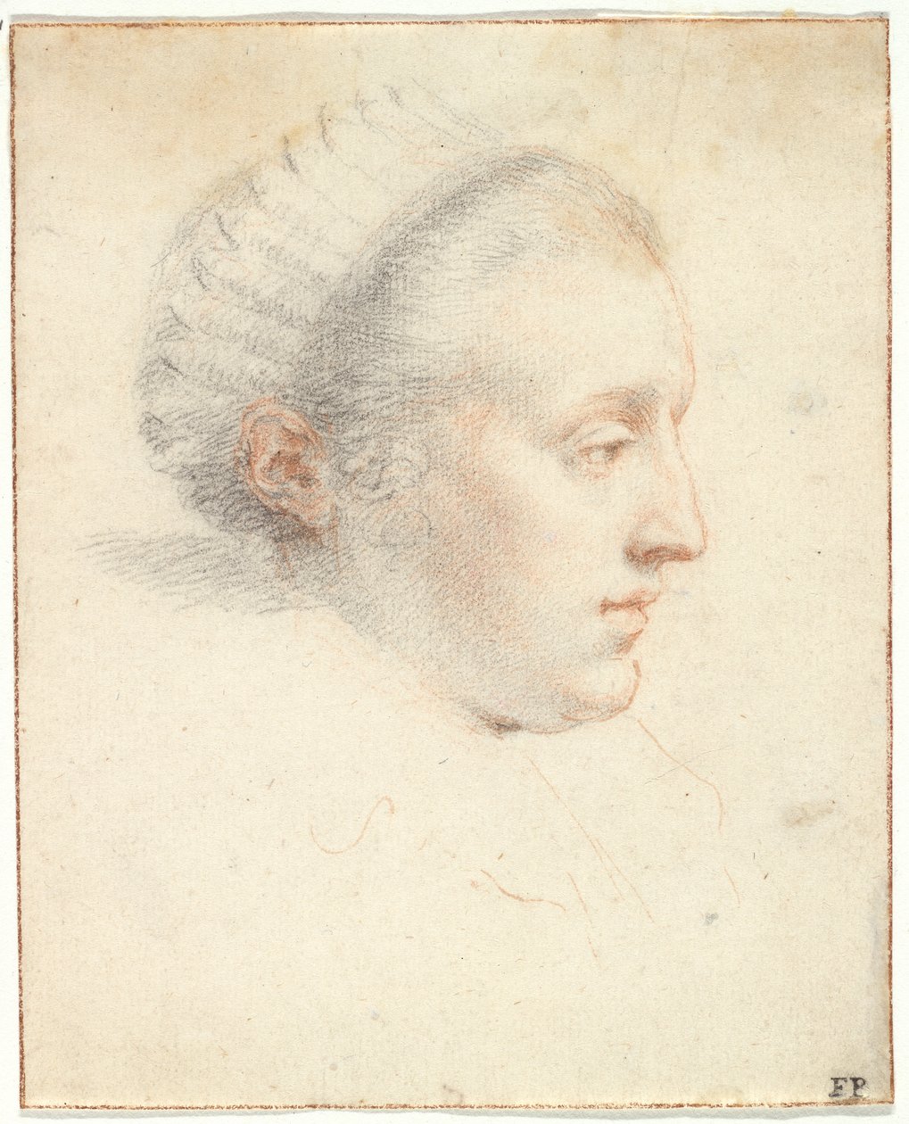 Bir Hanımefendinin Profil Portresi (kağıt üzerinde guajlı siyah ve kırmızı tebeşirler) by Frans II Pourbus