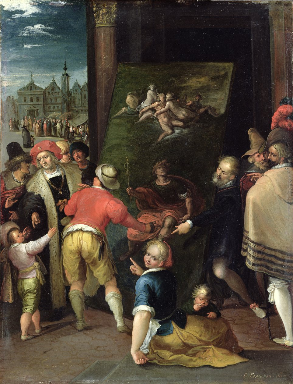 Apelles ve Ayakkabıcı, 1610-15 (bakır üzerine yağ) by Frans II the Younger Francken