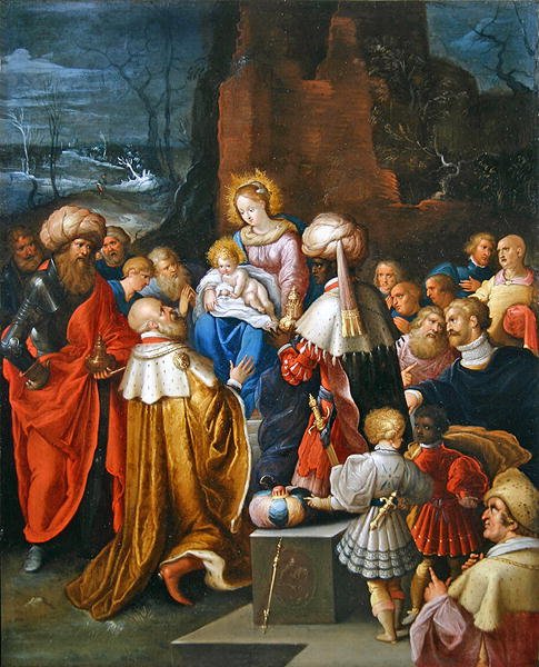 Üç Kralın Hayranlığı (bakır üzerine yağlı boya) by Frans II the Younger Francken