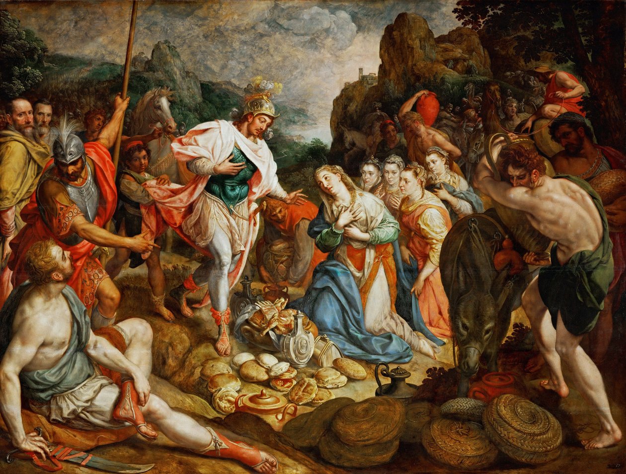 David et Abigail - David ve Abigail, Pourbus, Frans, Elder (1546-1581). Ahşap üzerine yağlı boya, yakl. 1575. Ebat : 158x208 cm. Sanat Tarihi Müzesi, Viyana by Frans I Pourbus