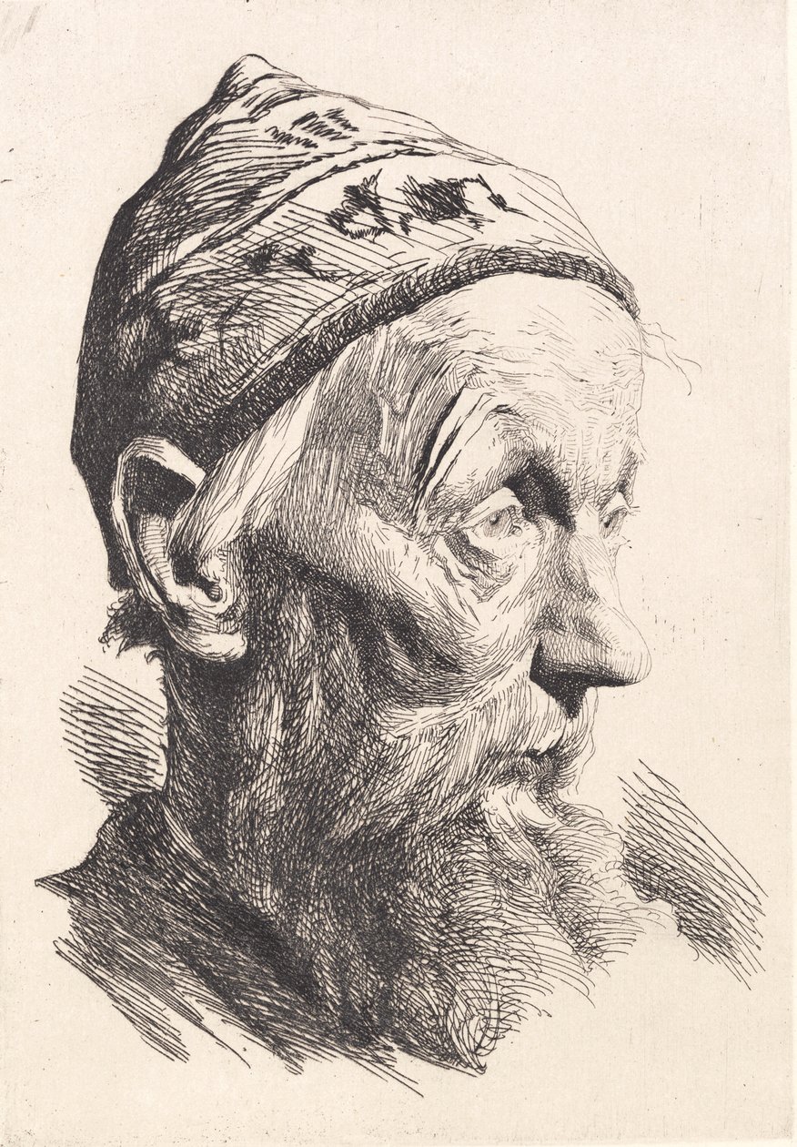 Beyaz yün şapkalı yaşlı adam by Frans Schwartz