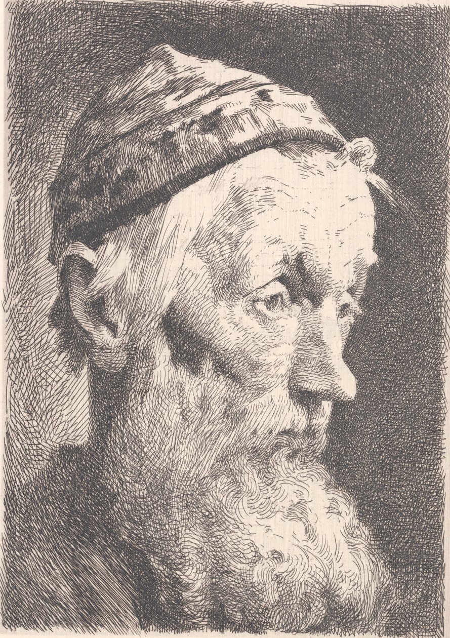 Beyaz yün şapkalı yaşlı adam by Frans Schwartz