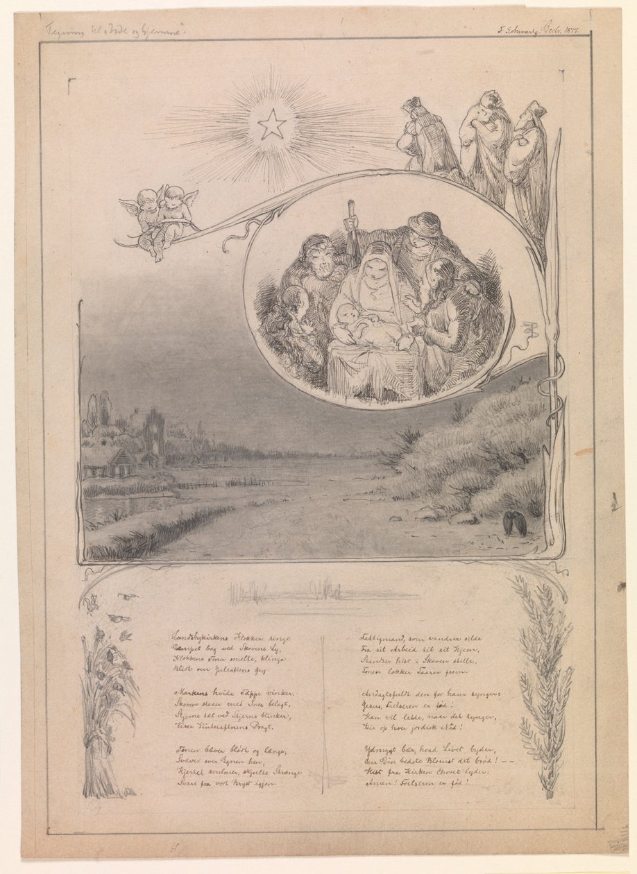 "Dışarıda ve evde" için Noel çizimi by Frans Schwartz
