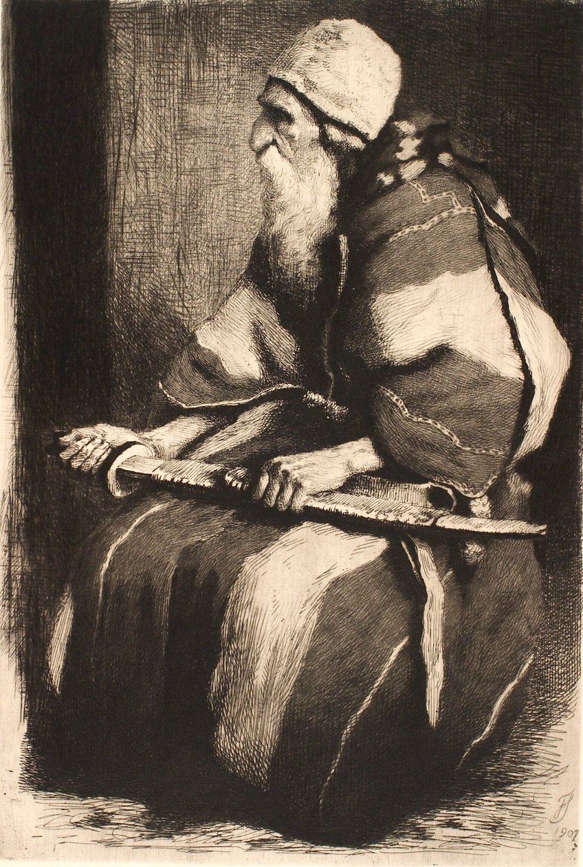 Çalışma figürü: Doğu kostümlü yaşlı sakallı adam by Frans Schwartz
