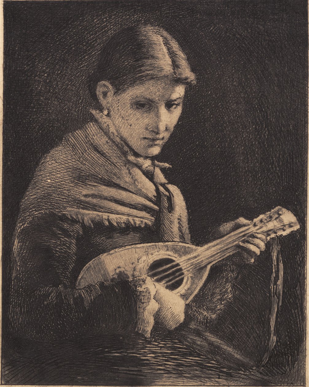 mandolin ile genç kız by Frans Schwartz
