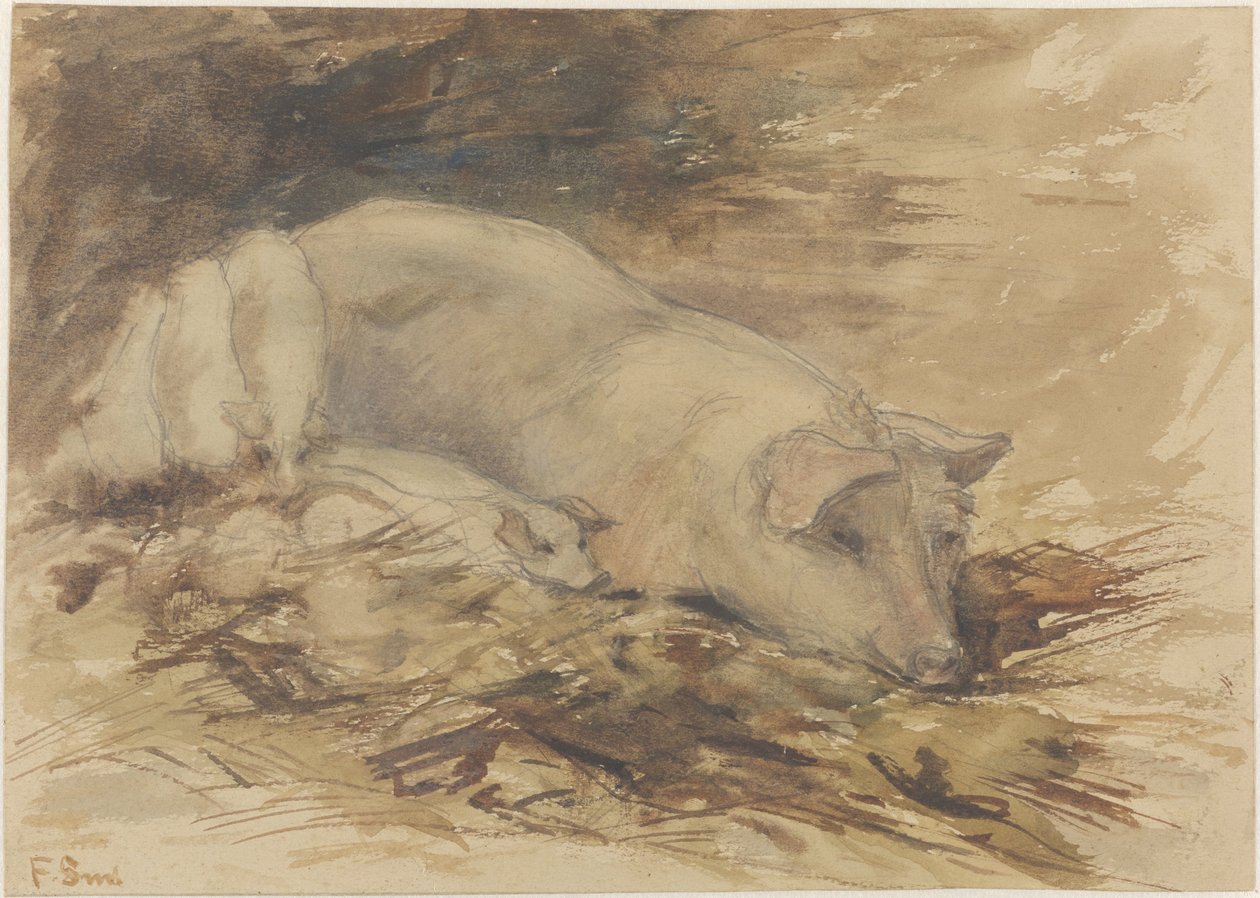 Domuz yavruları ile ekmek by Frans Alexander Evert Lodewijk Smissaert