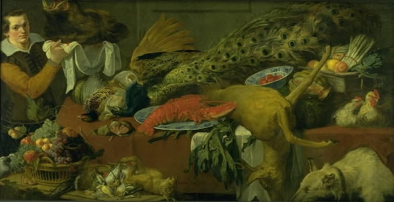 Av, Meyve, Sebze ve Hizmetçili Kiler by Frans Snijders