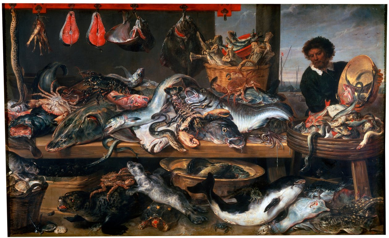Bir Balıkçı Dükkanı, 17. yüzyıl by Frans Snyders or Snijders