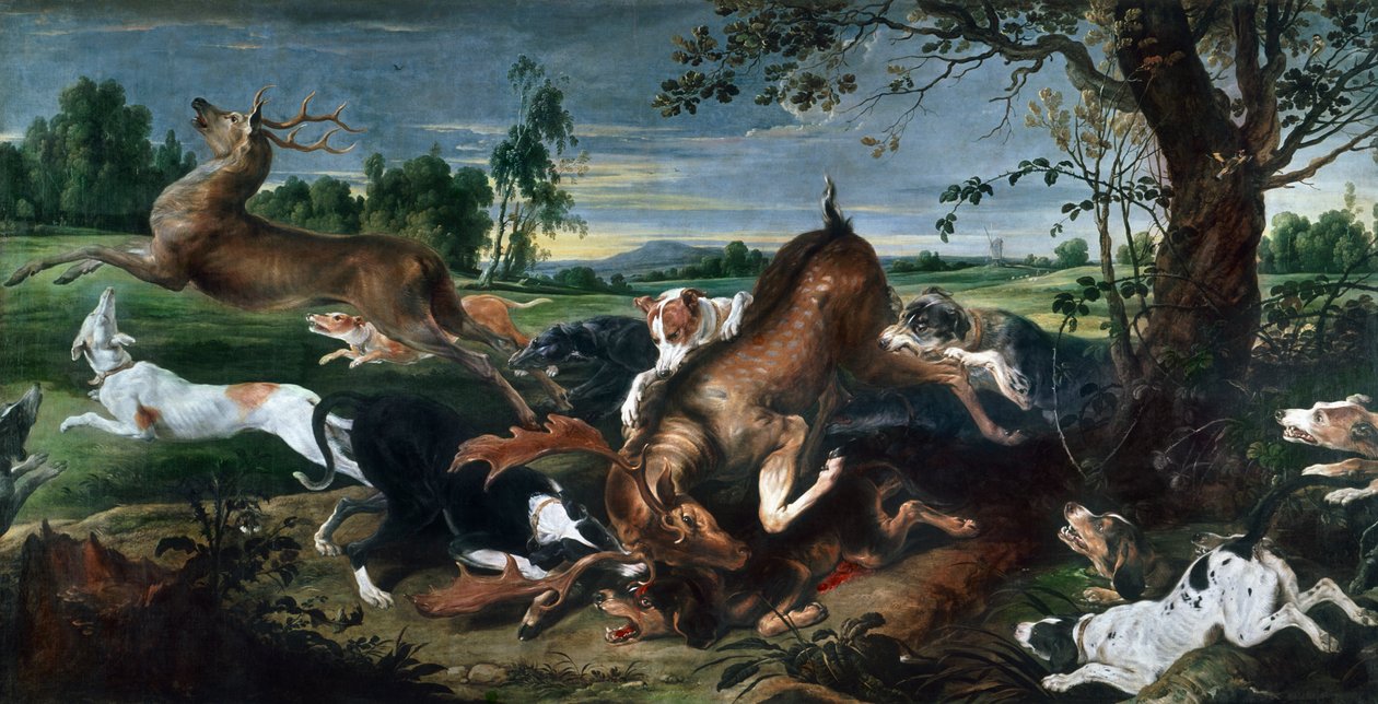 Av geyikleri, Frans Snyders (1579-1657), tuval üzerine yağlıboya, 220x420 cm. by Frans Snyders