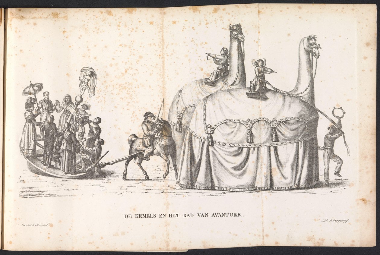 İki Deve ve Çarkıfelek, 1825 Kemels ve Avantuer Çarkı (nesne üzerindeki başlık) by Frans Vervloet
