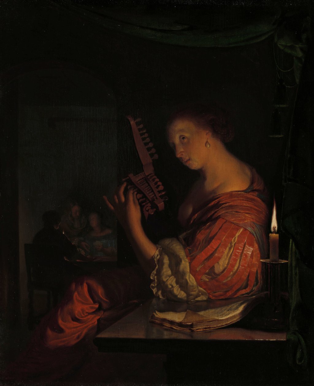 Bir theorboya oy veren kadın by Frans van Mieris (I)