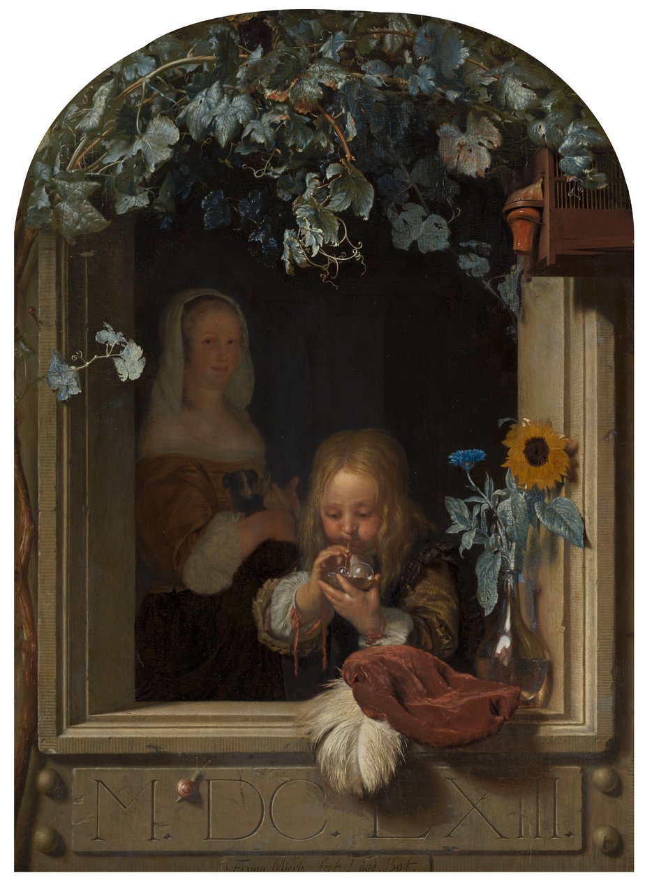 Baloncuk Üfleyen Bir Çocuk, 1663 by Frans van Mieris