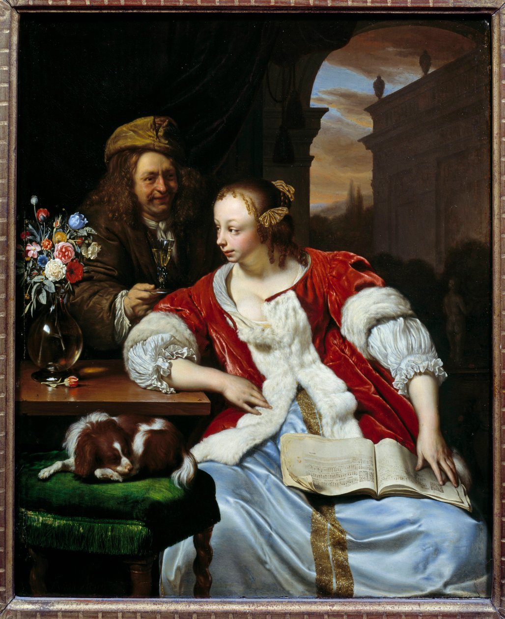 Kesintiye uğrayan sanatçı ve eşinin portreleri şarkısı. Franz van Mieris dit le Vieux tarafından yapılan tablo (1635-1681) by Frans van Mieris