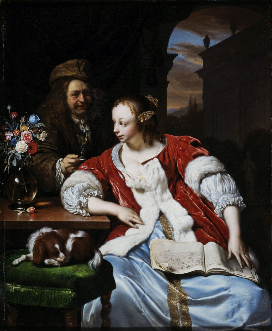 Kesintiye uğrayan şarkı: sanatçının ve karısının portresi, 1671. by Frans van Mieris the Elder